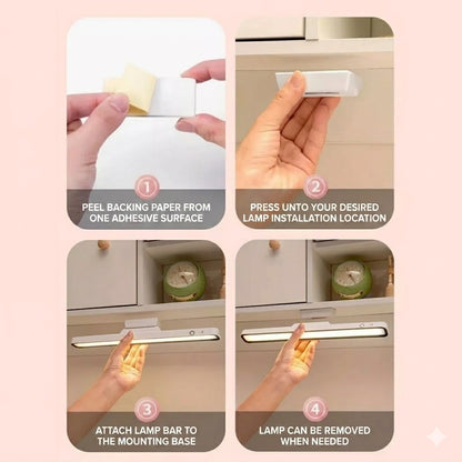 Rechargeable Magnetic LED Desk Lamp, Stepless Dimmable Wireless Reading Light, Touch Control Under Cabinet Light for Home Office Bedroom