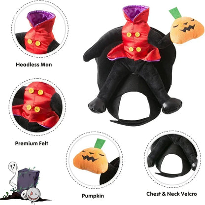 Headless Pumpkin Rider Pet Costume - Funny Halloween Dog Outfit - Halloween Party Cosplay