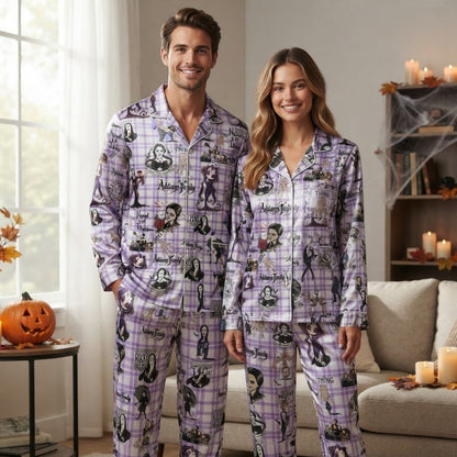 Addams Family Purple Plaid Pajama Set