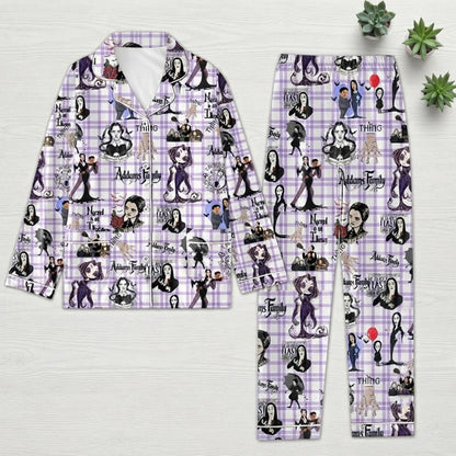 Addams Family Purple Plaid Pajama Set