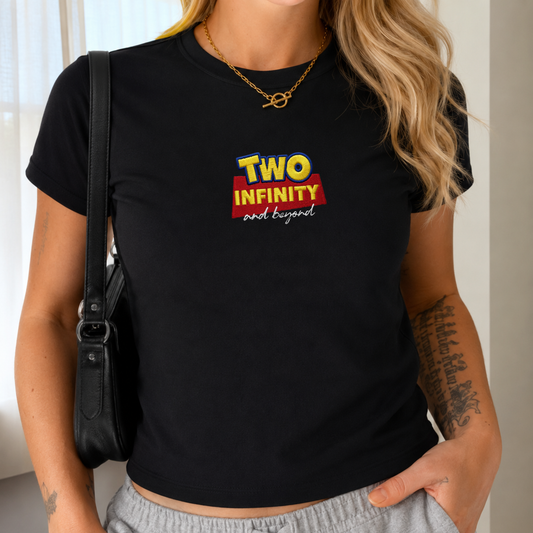 Two Infinity And Beyond Embroidered Baby Tee