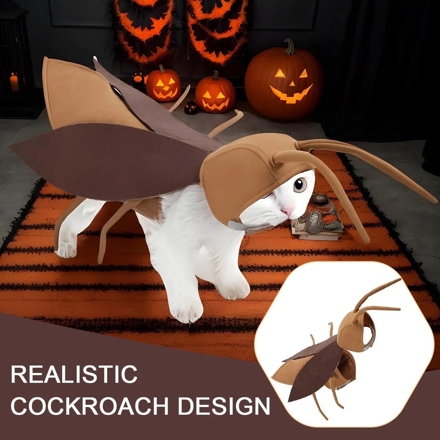Realistic Cockroach Halloween Costume for Cats & Small Dogs