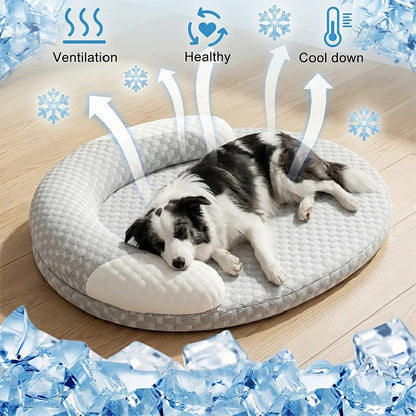 Ice Silk Cooling Pet Nest: Washable Summer Bed for All Sizes