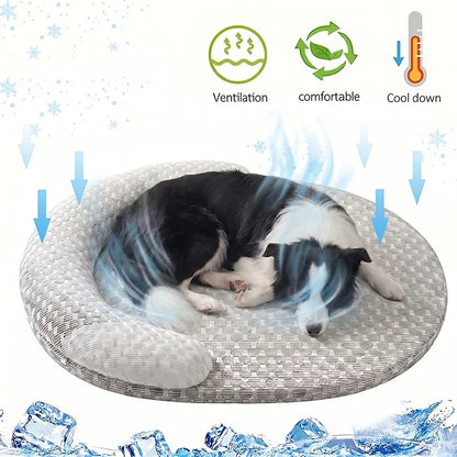 Ice Silk Cooling Pet Nest: Washable Summer Bed for All Sizes