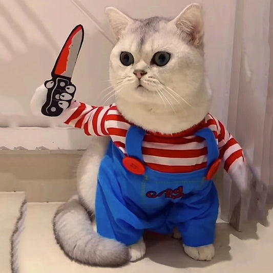 Chucky Pet Costume - Halloween Cat Outfit