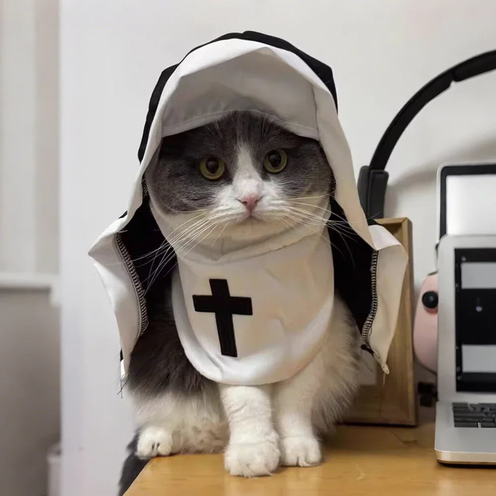 Funny Halloween Jesus Nun Costume for Small & Medium Dogs & Cats