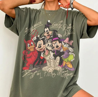 Retro Mickey And Friends Signatures Halloween Shirt
