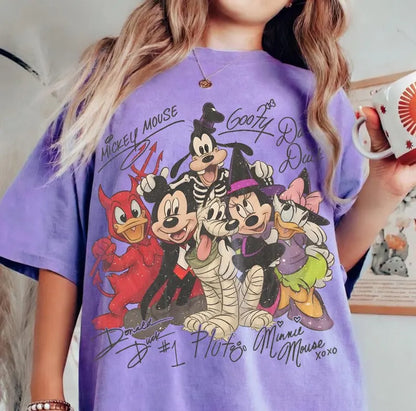 Retro Mickey And Friends Signatures Halloween Shirt