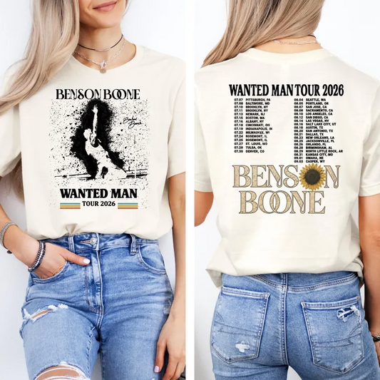 Benson Boone Shirt Wanted Man Tour 2026 Tee, American Heart Concert T-Shirt