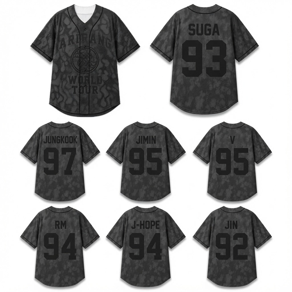 Baseball Jersey K-POP Grey Concert Tour Shirt