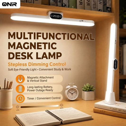 Rechargeable Magnetic LED Desk Lamp, Stepless Dimmable Wireless Reading Light, Touch Control Under Cabinet Light for Home Office Bedroom