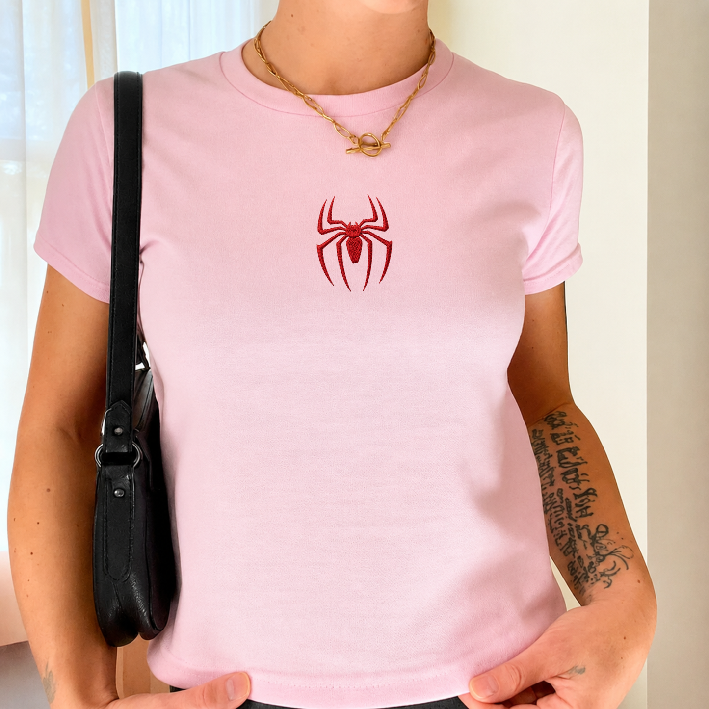 Embroidered Spider Baby Tee