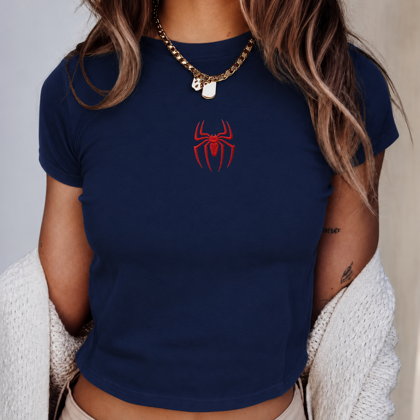 Embroidered Spider Baby Tee