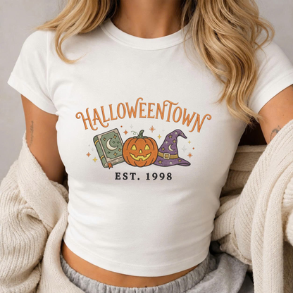 Embroidered Halloween Town Est 1998 Baby Tee