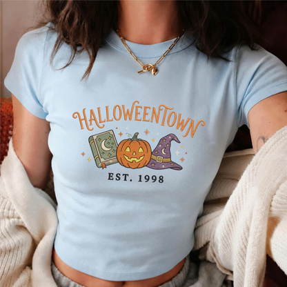 Embroidered Halloween Town Est 1998 Baby Tee