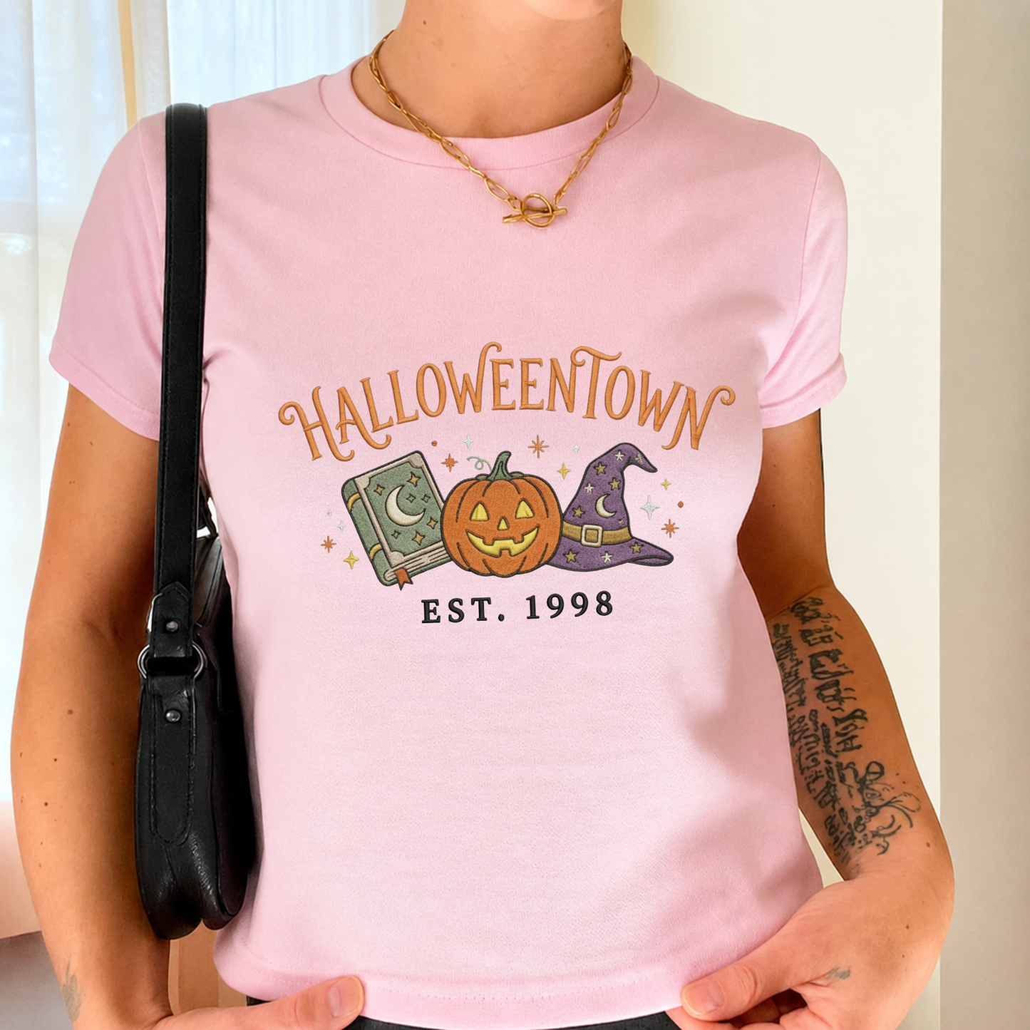 Embroidered Halloween Town Est 1998 Baby Tee