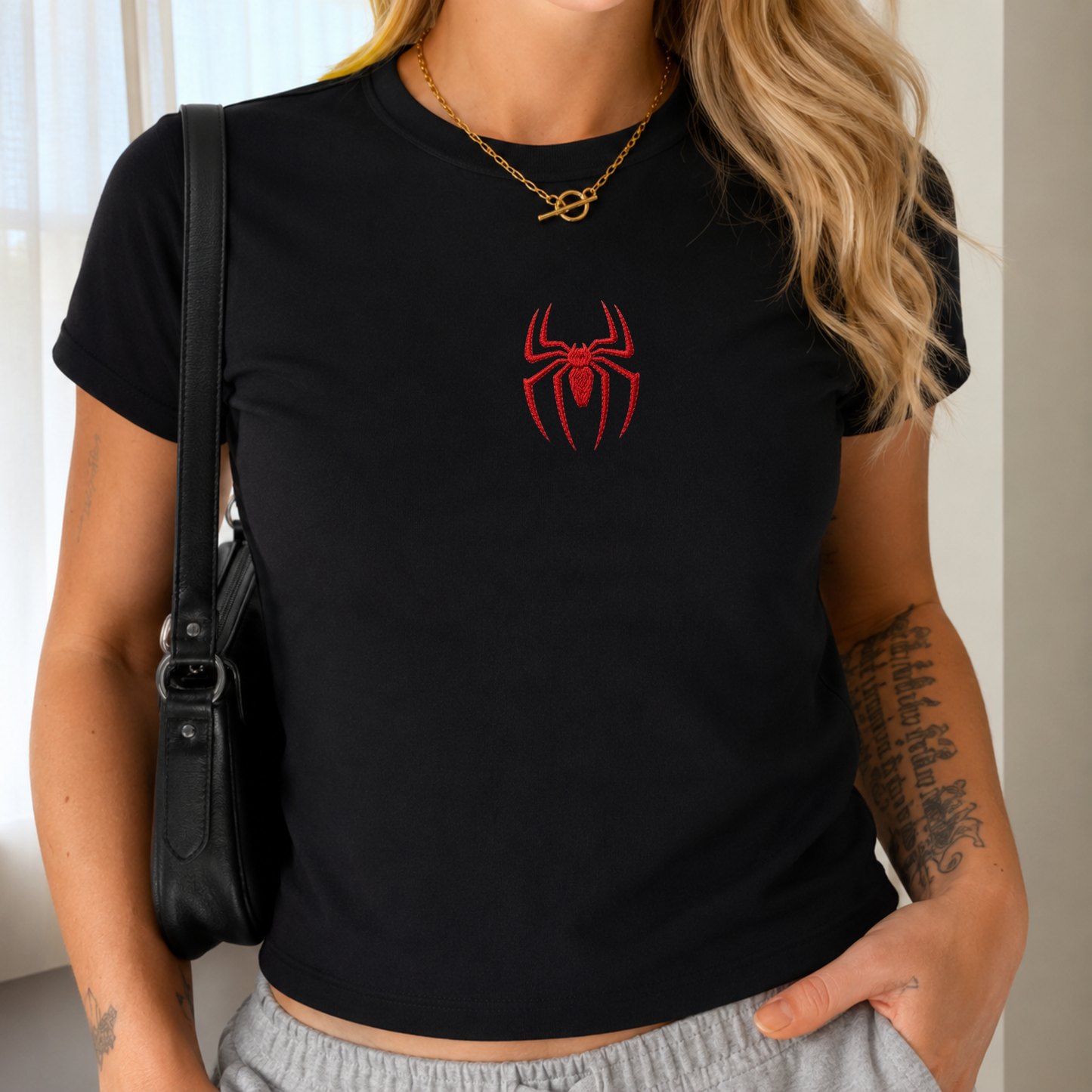Embroidered Spider Baby Tee